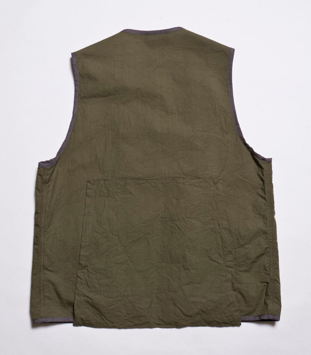 "Bernard III" Cotton Ripstop Vest in Olive Green - Tempo