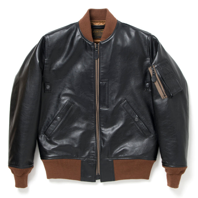 Pre-Order: MA-1 Flight Jacket in Black - Oil Soft Horse Leather - Tempo