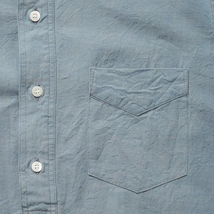 4900 - Round Collar Chambray Shirt - Blue - Tempo