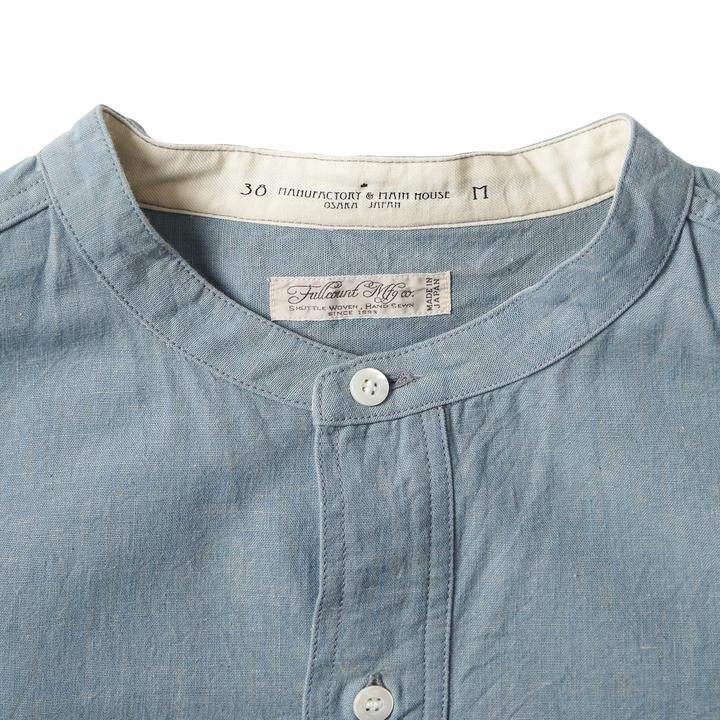 4900 - Round Collar Chambray Shirt - Blue - Tempo