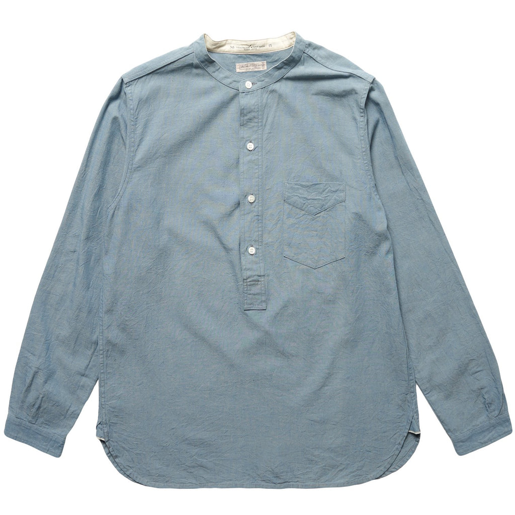 4900 - Round Collar Chambray Shirt - Blue - Tempo
