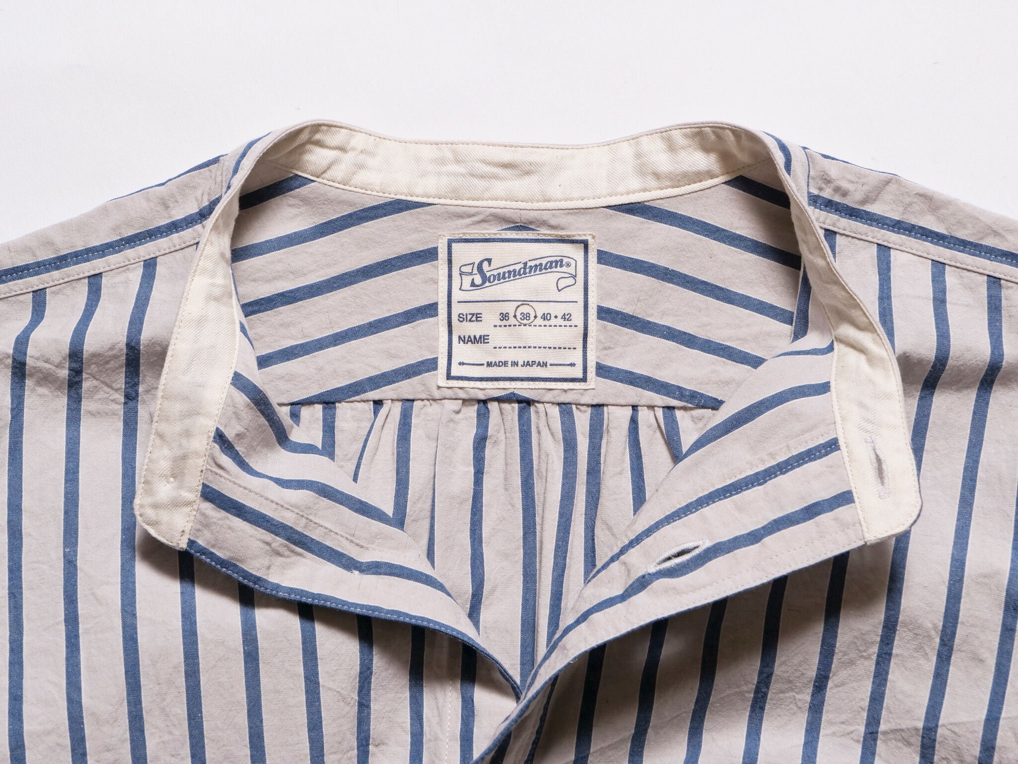 "Livingstone" Cotton Linen Ramie Shirt in Light Grey x Blue