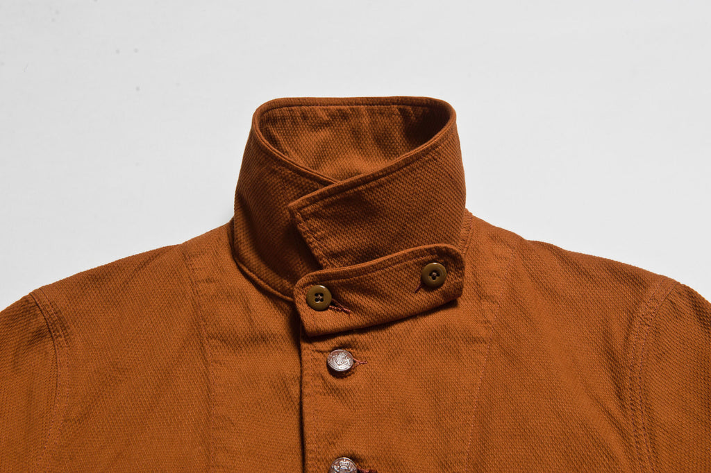 “Birmingham" Cotton Sashiko Coverall Jacket in Brick Overdye - Tempo