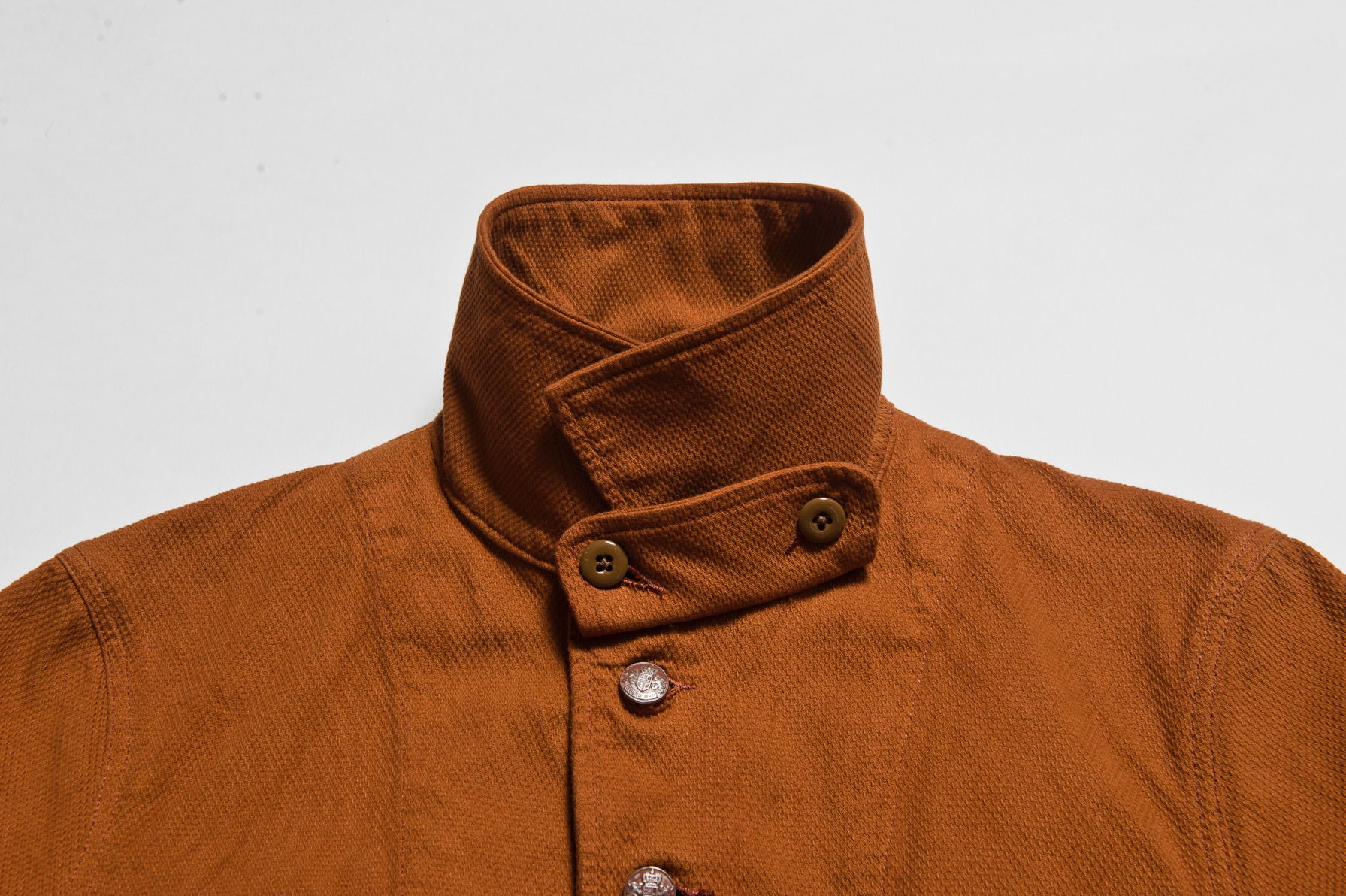 “Birmingham" Cotton Sashiko Coverall Jacket in Brick Overdye - Tempo