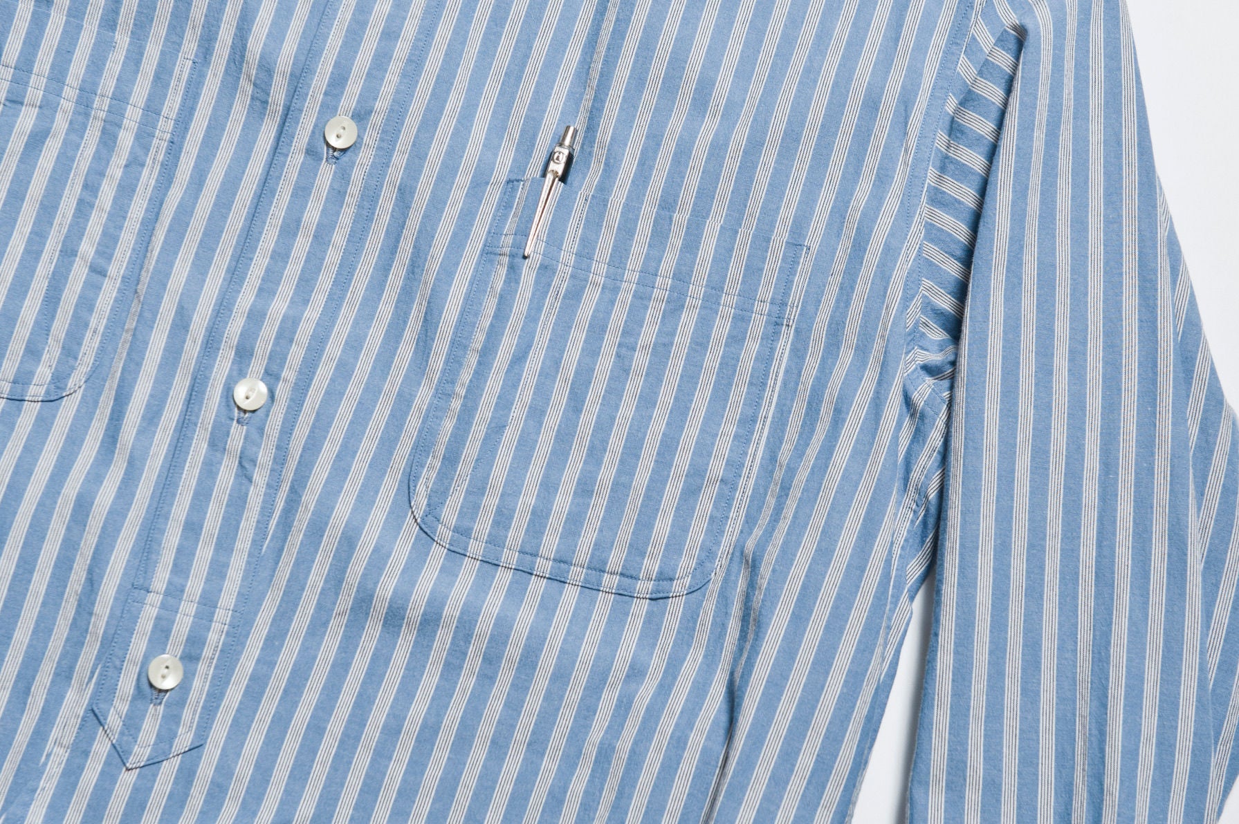 "Livingstone" Cotton Shirt in Blue Stripe