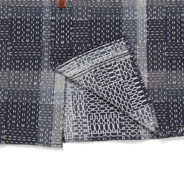 Noragi Sashiko Long Sleeve Shirt in Black - Tempo