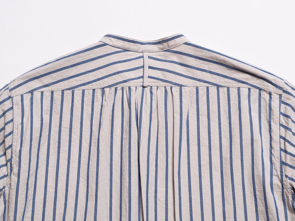 "Livingstone" Cotton Linen Ramie Shirt in Light Grey x Blue - Tempo