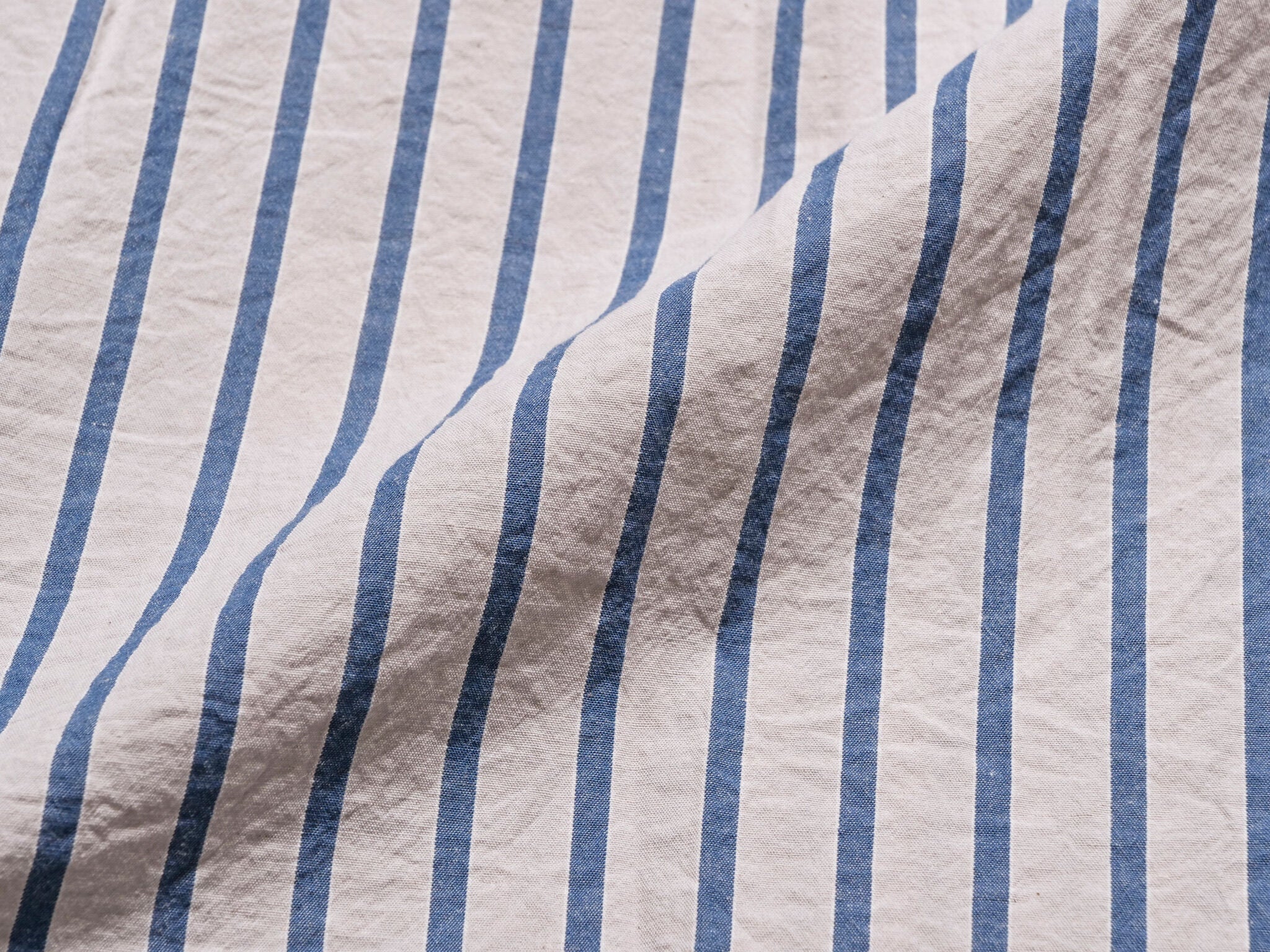 "Livingstone" Cotton Linen Ramie Shirt in Light Grey x Blue - Tempo