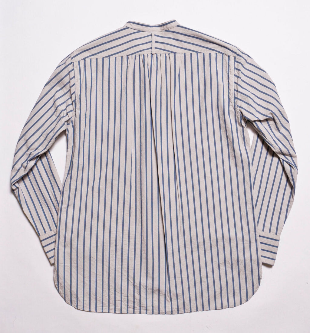 "Livingstone" Cotton Linen Ramie Shirt in Light Grey x Blue - Tempo