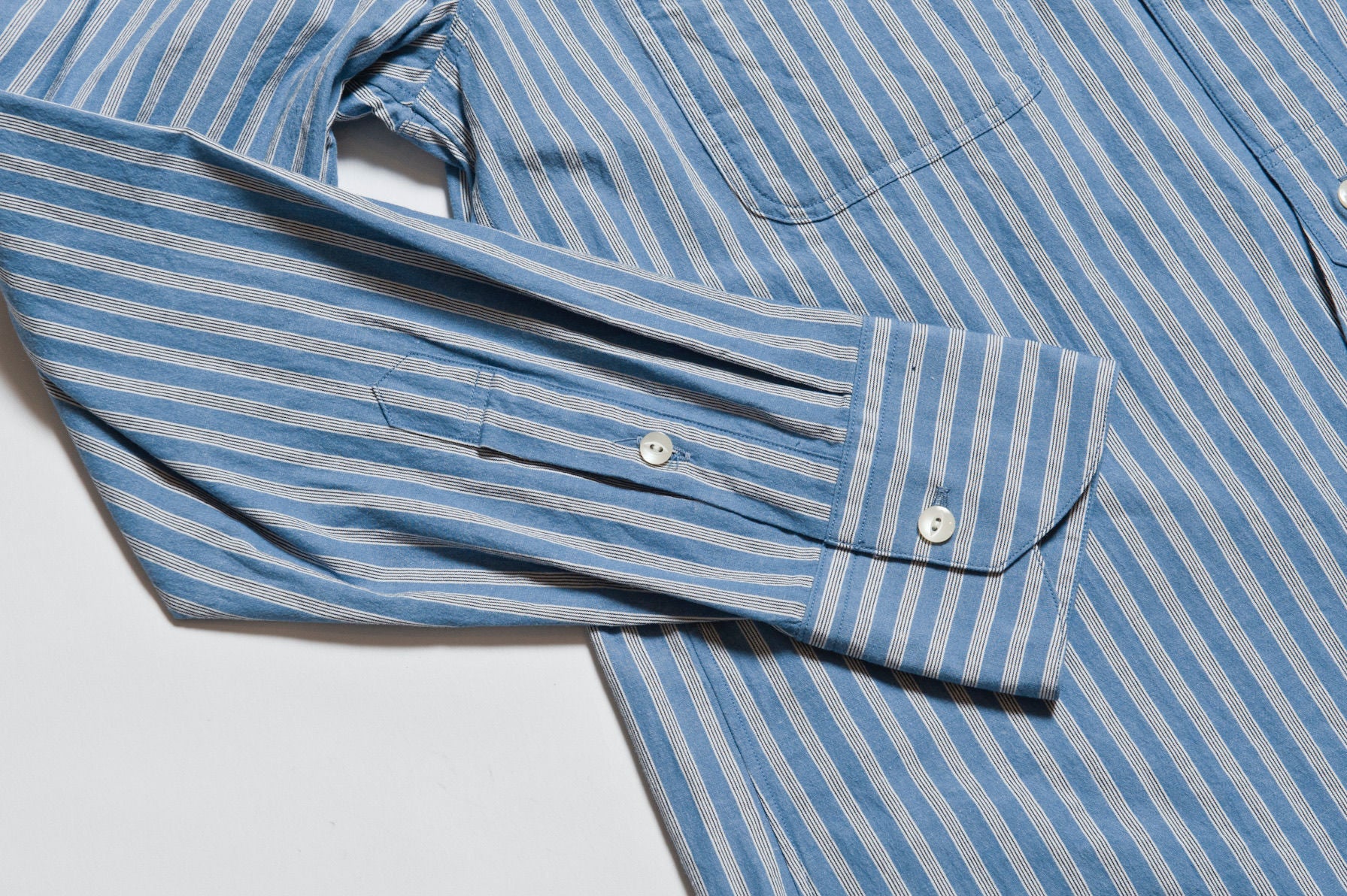 "Livingstone" Cotton Shirt in Blue Stripe