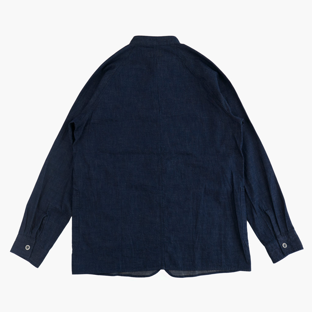 8oz Stand Collar Shirt Jacket in Military Denim - Tempo