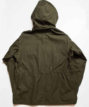 "Norwood" High Density Water-Repellant Cotton Poplin Parka in Army Green - With Detachable Hood