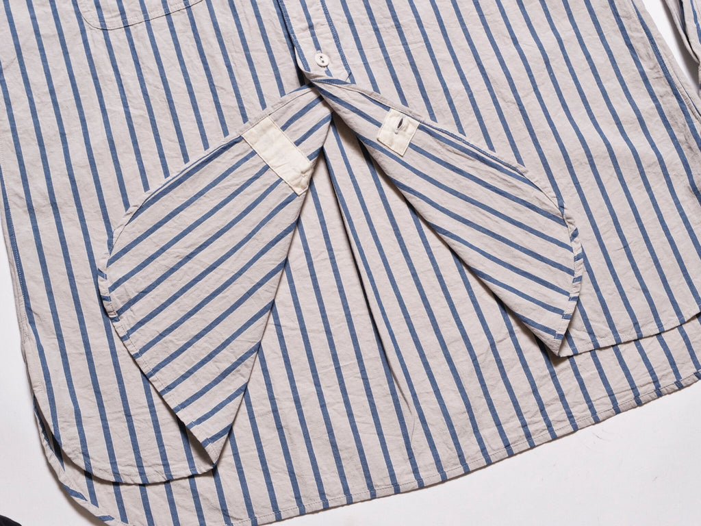 "Livingstone" Cotton Linen Ramie Shirt in Light Grey x Blue - Tempo