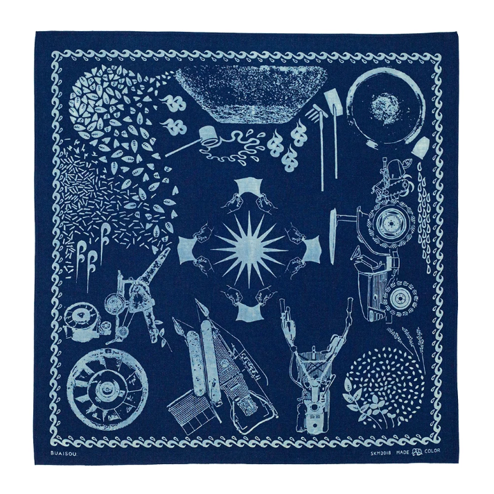 Anniversary Selvedge Bandana - Sukumo Natural Indigo Hand-Dyed - Tempo