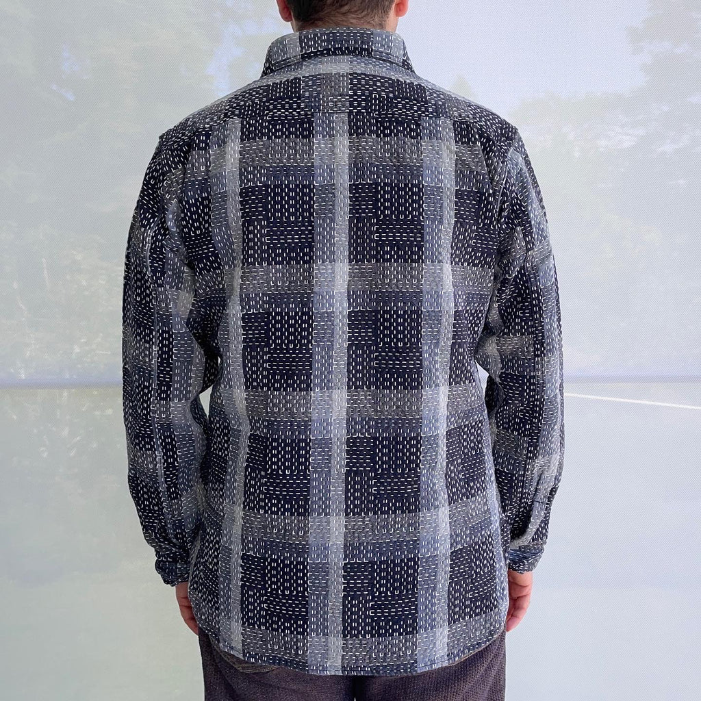 Noragi Sashiko Long Sleeve Shirt in Black - Tempo