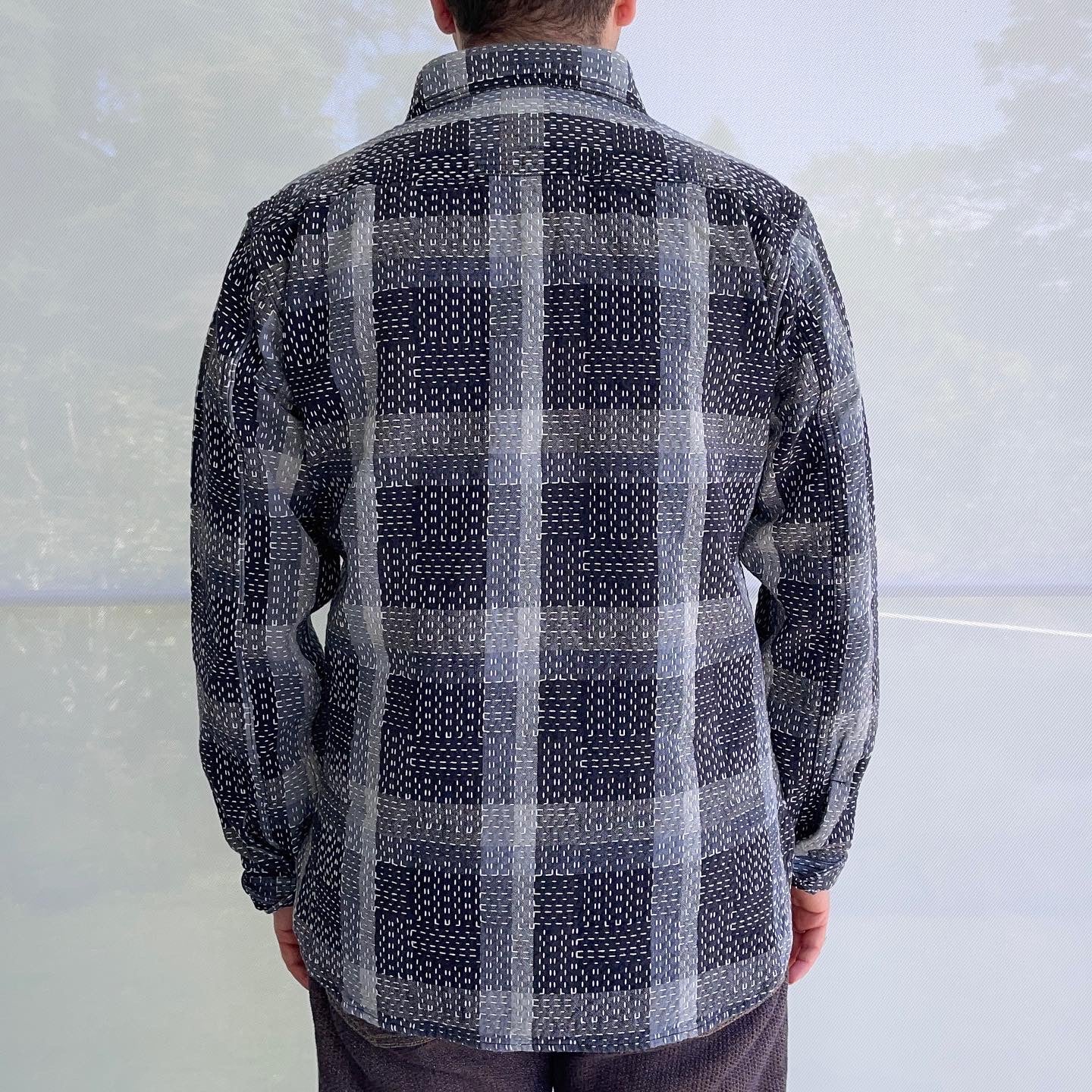 Noragi Sashiko Long Sleeve Shirt in Black - Tempo