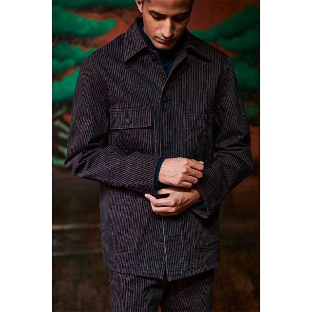 14oz Kakishibu Denim Hickory Chore Jacket - Tempo