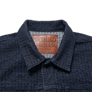 15.5oz Sashiko Jacquard Weave Type II Denim Jacket in Indigo - OW