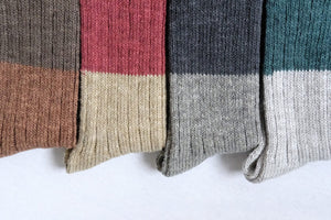 Wool Cotton Slab Socks in Brown - Tempo