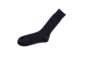 Egyptian Cotton Ribbed Socks in Black - Tempo