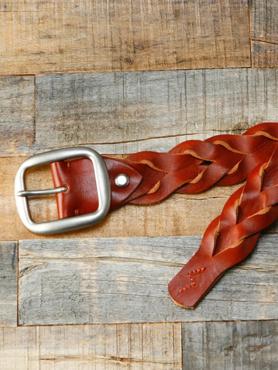Intrecciato Braided Italian Cowhide Belt in Tan - Tempo