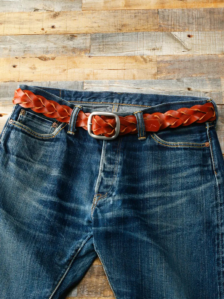 Intrecciato Braided Italian Cowhide Belt in Tan - Tempo