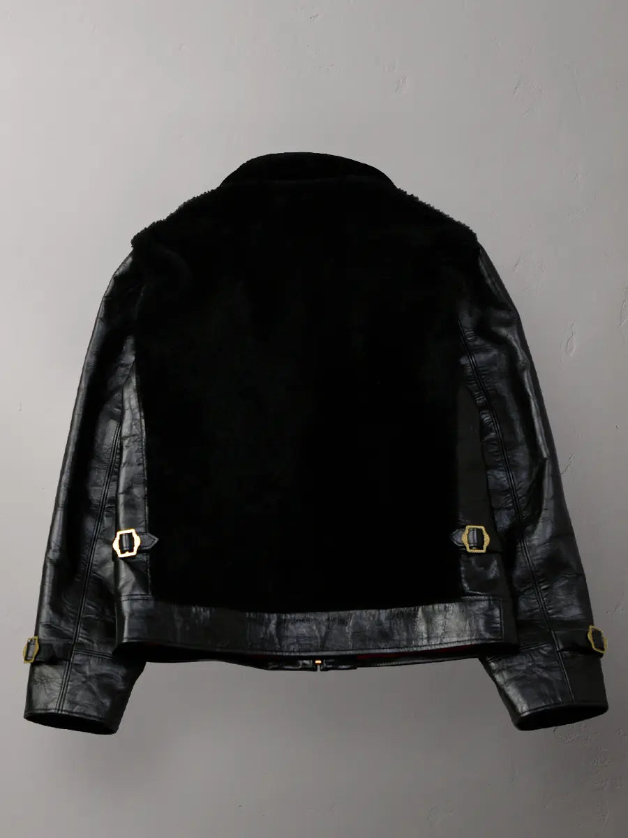 GRIZZLY Shinki Hikaku Veg Tanned Teacore Horsehide & UK Mouton - Black FN-MJ-002 - Tempo