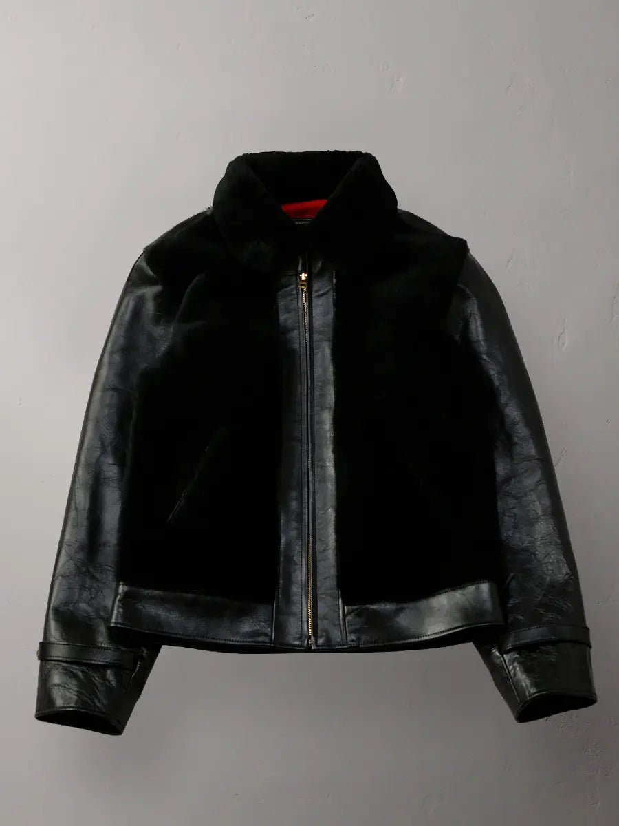 GRIZZLY Shinki Hikaku Veg Tanned Teacore Horsehide & UK Mouton - Black FN-MJ-002 - Tempo