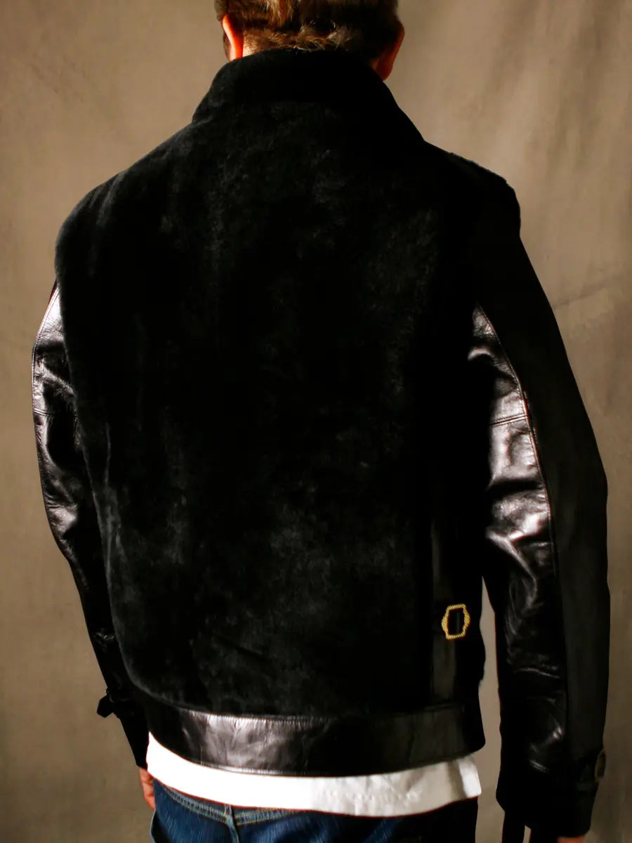 GRIZZLY Shinki Hikaku Veg Tanned Teacore Horsehide & UK Mouton - Black FN-MJ-002 - Tempo