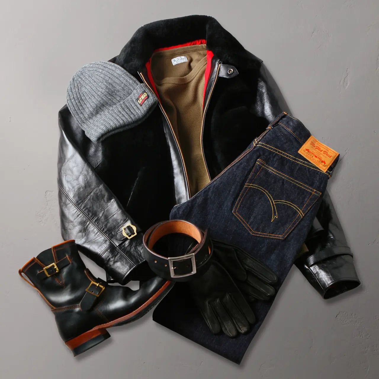 GRIZZLY Shinki Hikaku Veg Tanned Teacore Horsehide & UK Mouton - Black FN-MJ-002 - Tempo