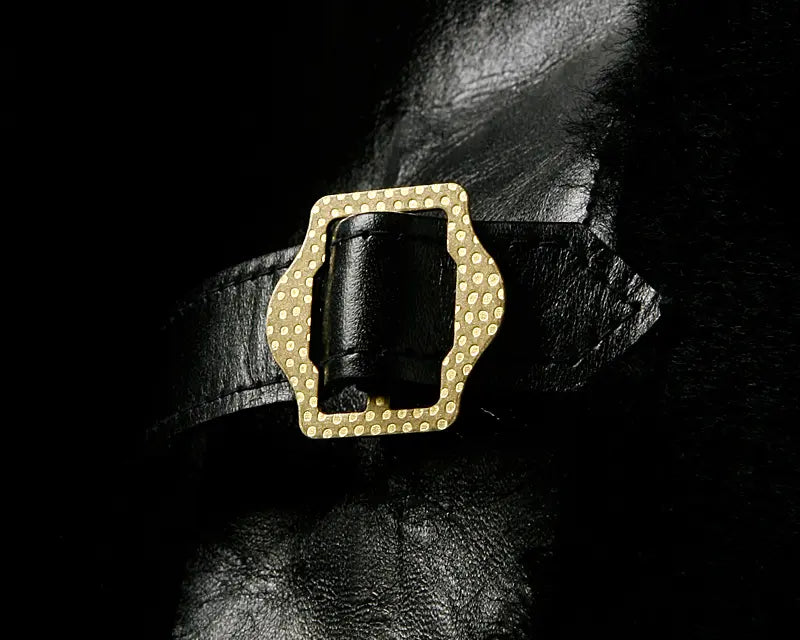 GRIZZLY Shinki Hikaku Veg Tanned Teacore Horsehide & UK Mouton - Black FN-MJ-002 - Tempo