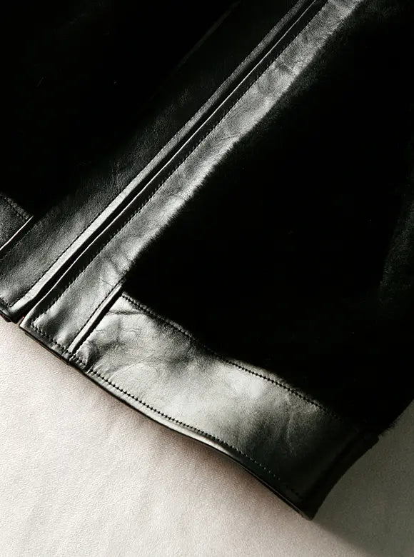 GRIZZLY Shinki Hikaku Veg Tanned Teacore Horsehide & UK Mouton - Black FN-MJ-002 - Tempo