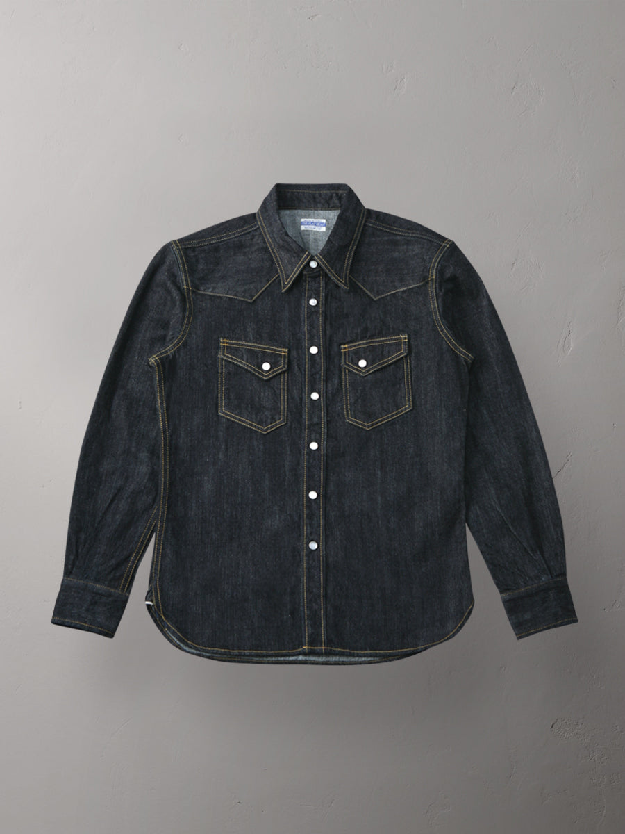 10oz Selvedge Denim Western Shirt in Indigo SDW-001L - Tempo