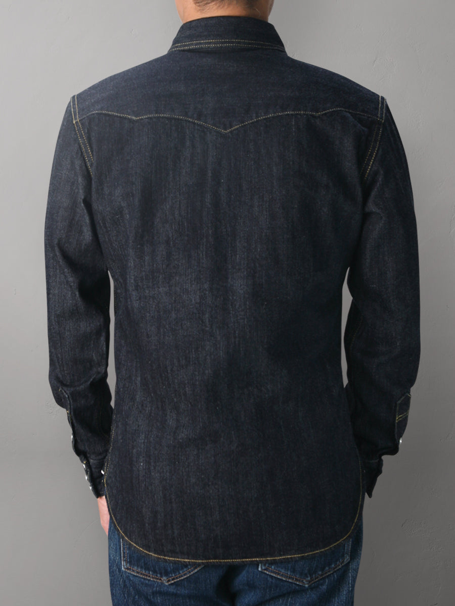 10oz Selvedge Denim Western Shirt in Indigo SDW-001L - Tempo