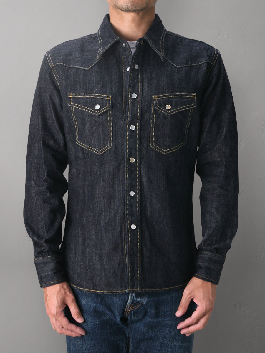 10oz Selvedge Denim Western Shirt in Indigo SDW-001L - Tempo