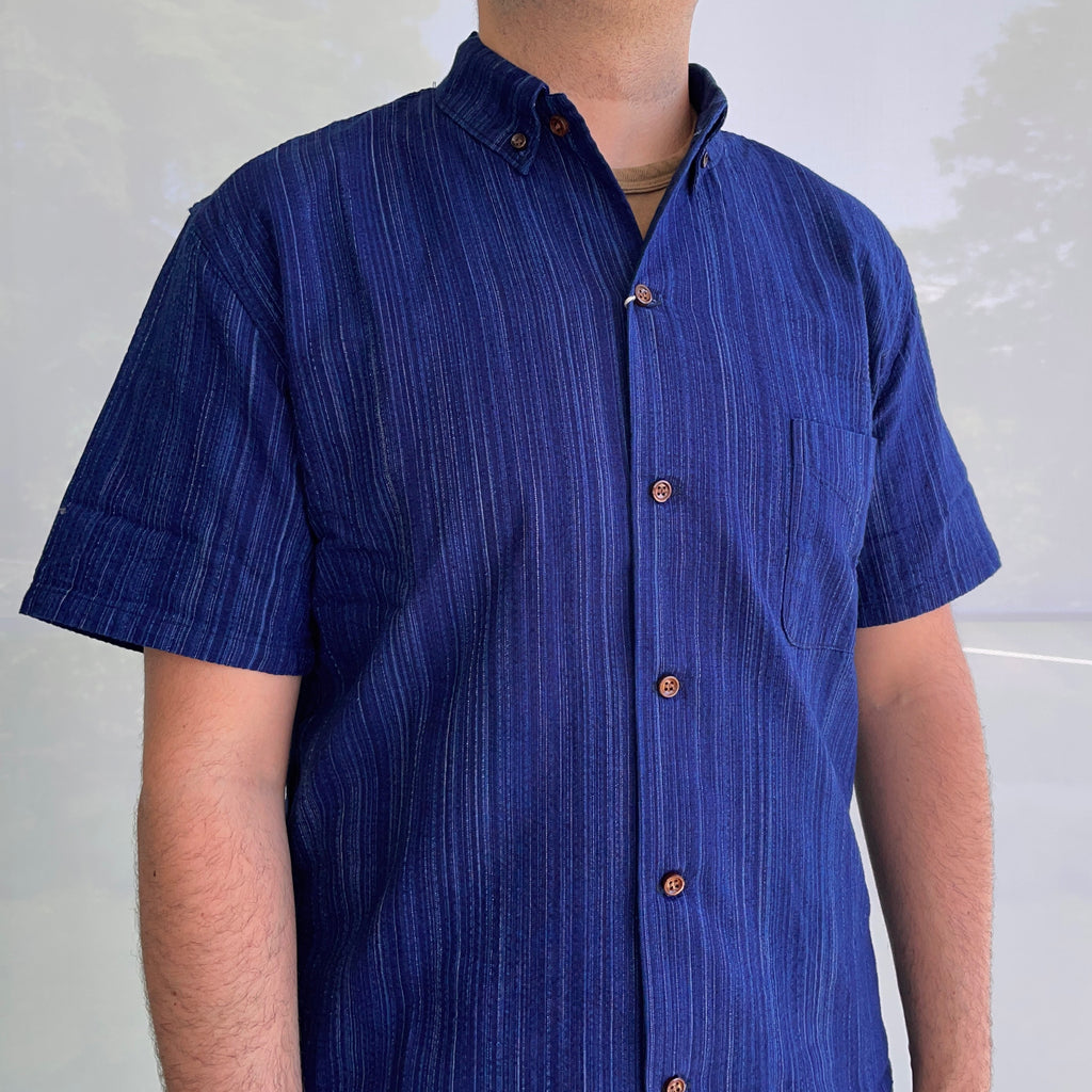Shijira Kasuri Shirt in Indigo Dobby - Tempo