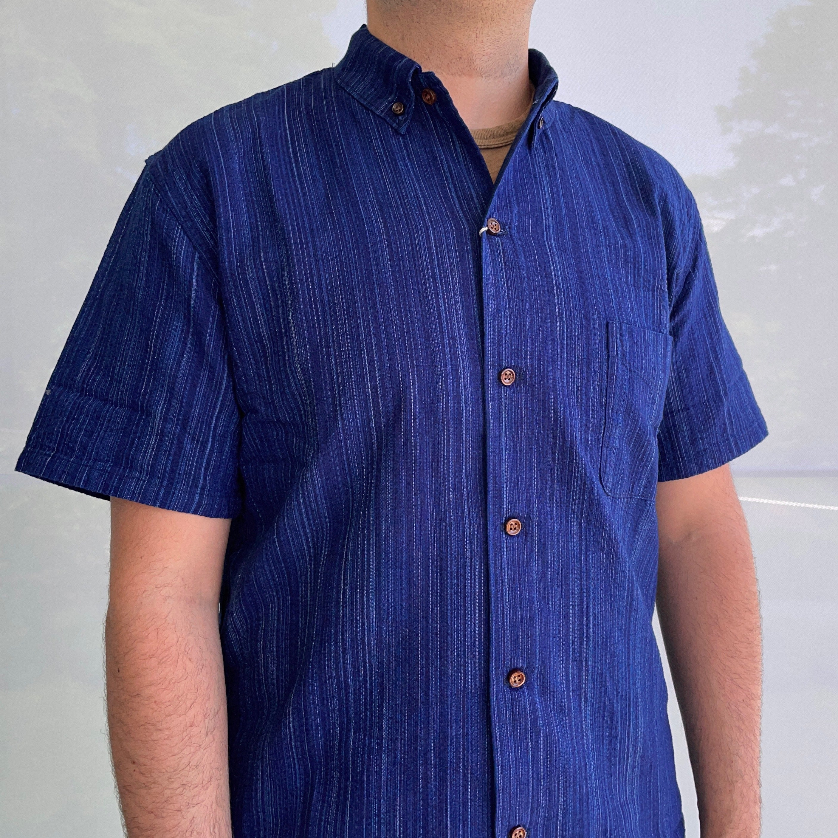 Shijira Kasuri Shirt in Indigo Dobby - Tempo