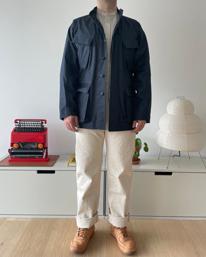 "Norwood" High Density Water-Repellant Cotton Poplin Parka in Navy - With Detachable Hood