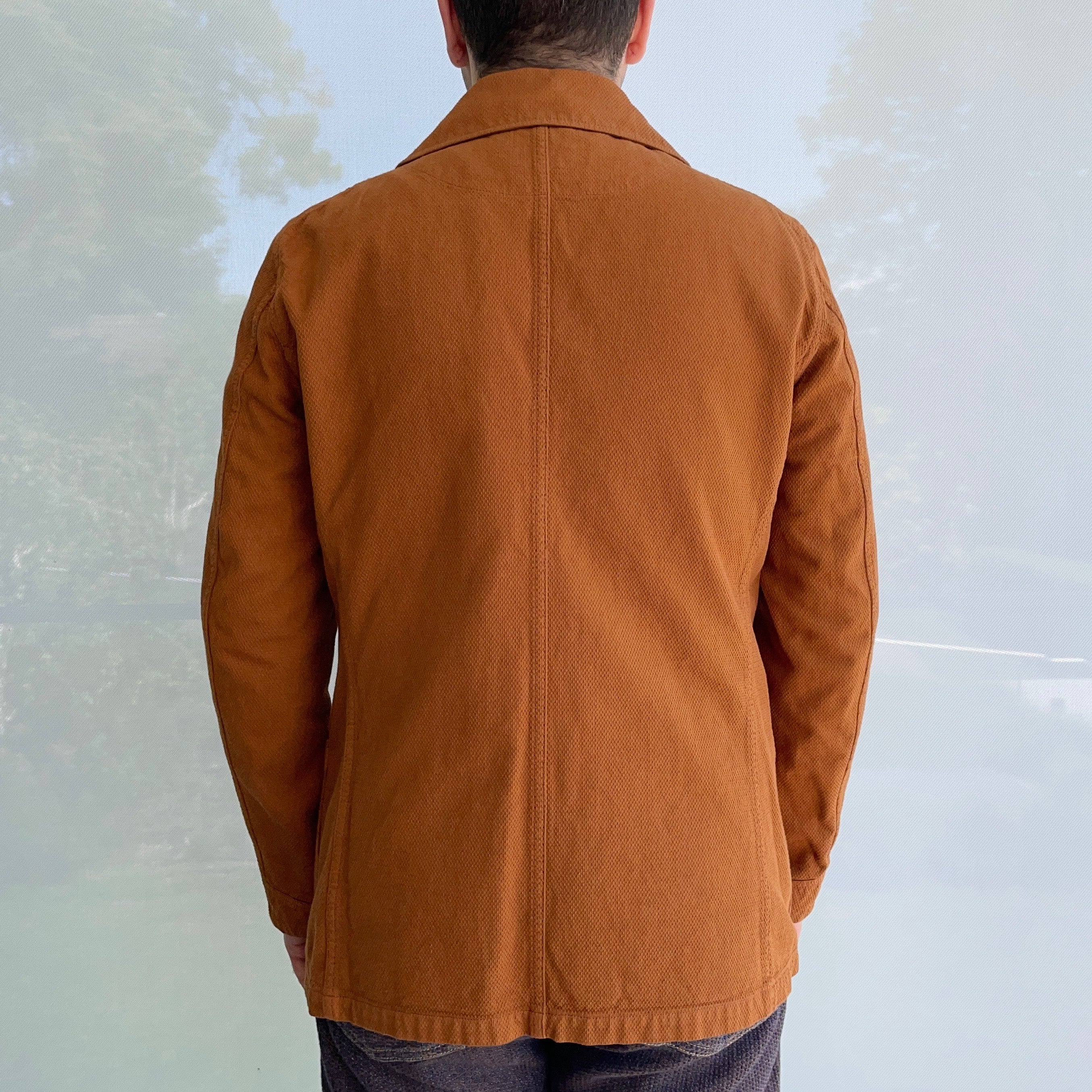 “Birmingham" Cotton Sashiko Coverall Jacket in Brick Overdye - Tempo