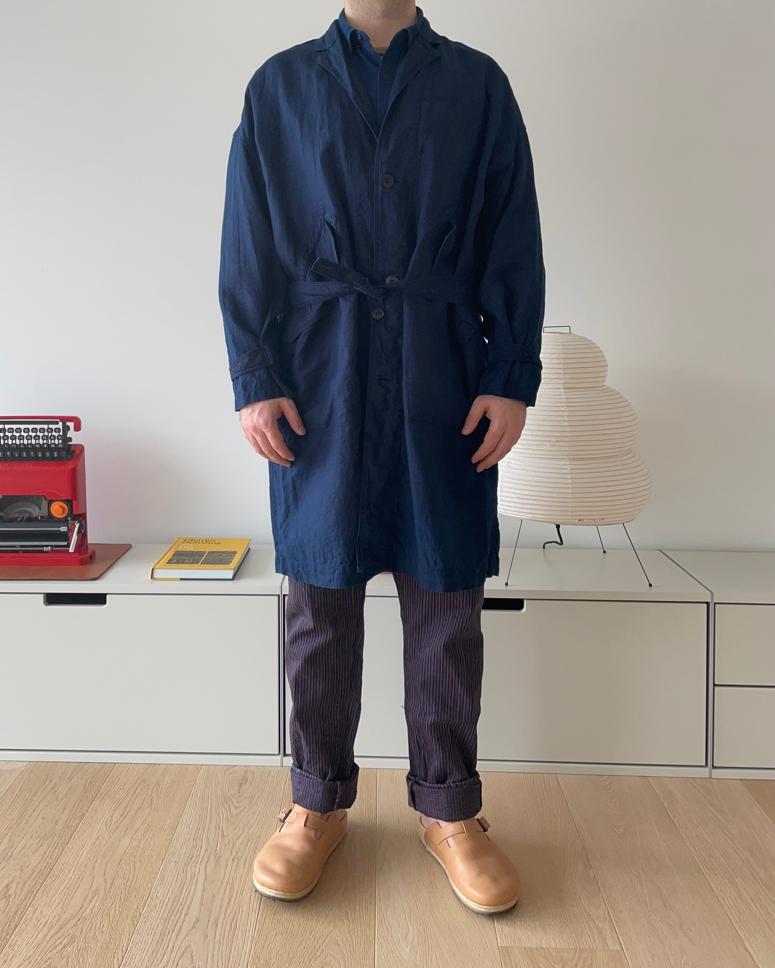 Dark Indigo Linen Coat - Sukumo Natural Indigo Hand-dyed - Tempo