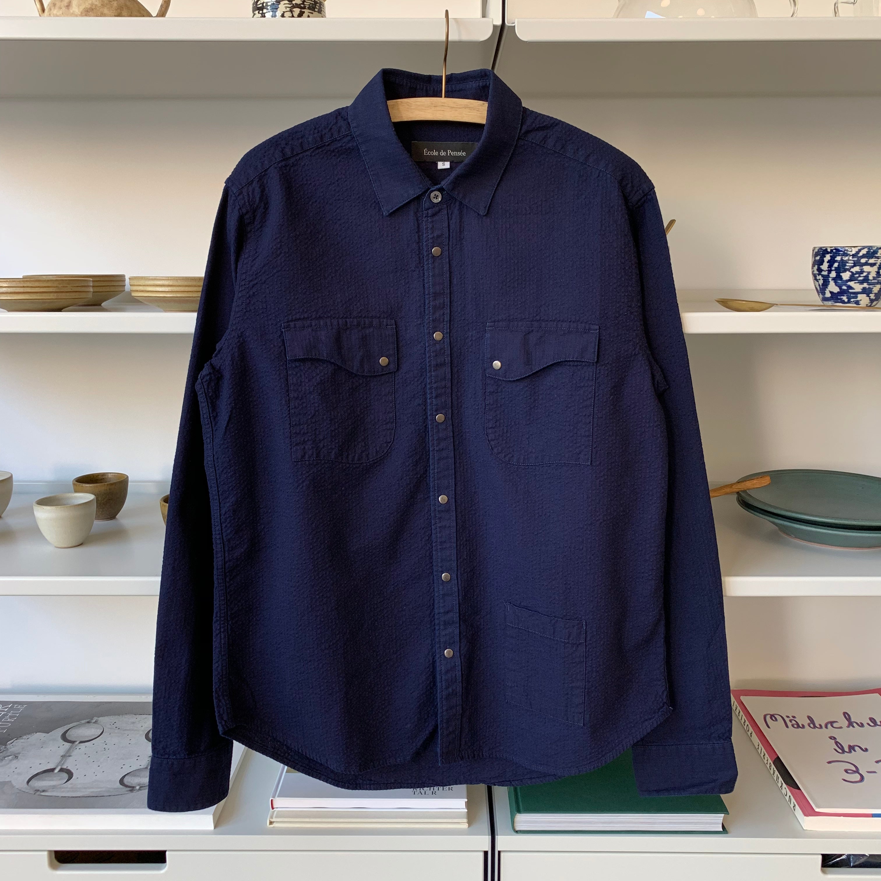 6oz Kuroki Double Indigo Dobby Seersucker Shirt - OW - Tempo
