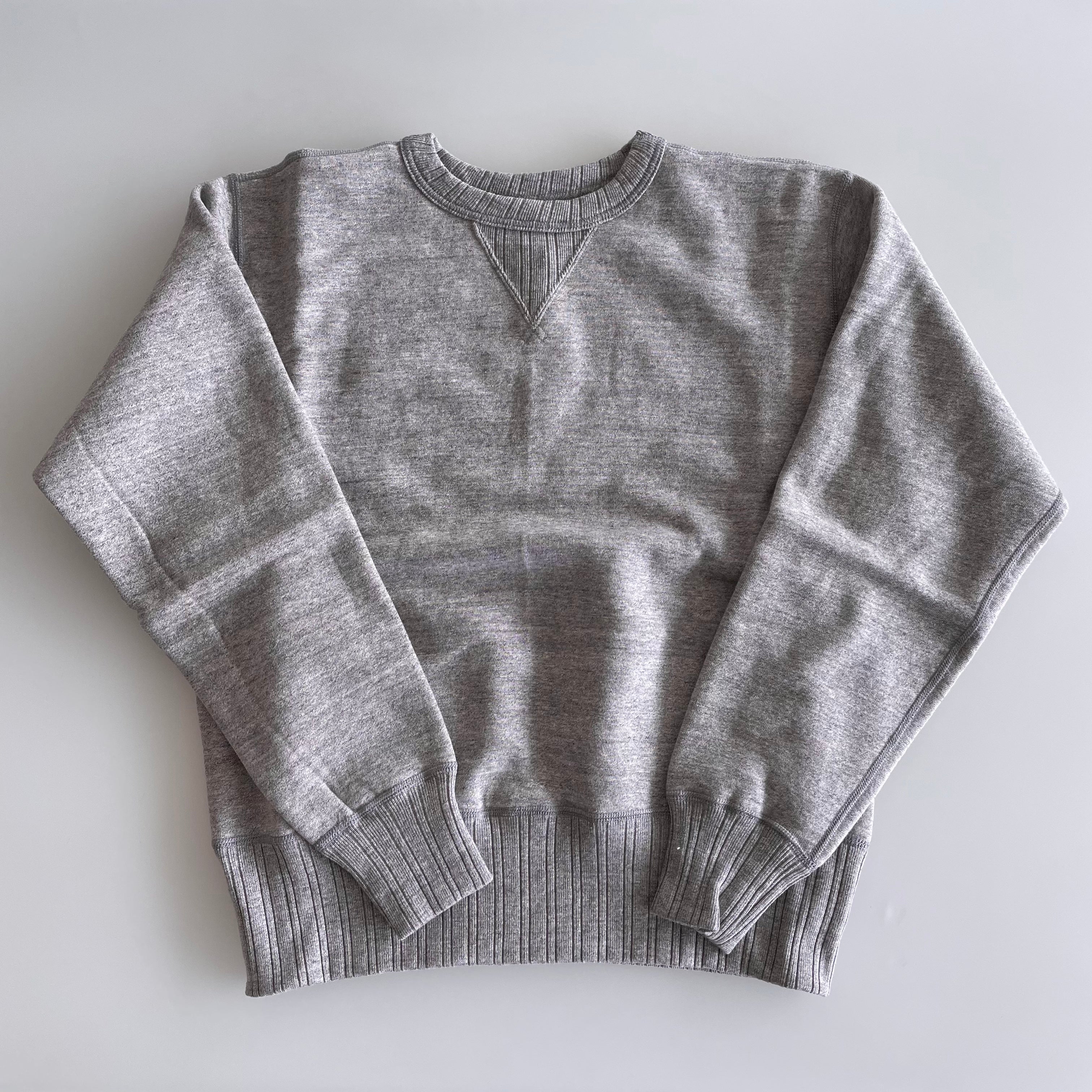 Sweat-shirt en coton Tsuriami Loopwheel Mother à manches montées en double V en gris chiné 