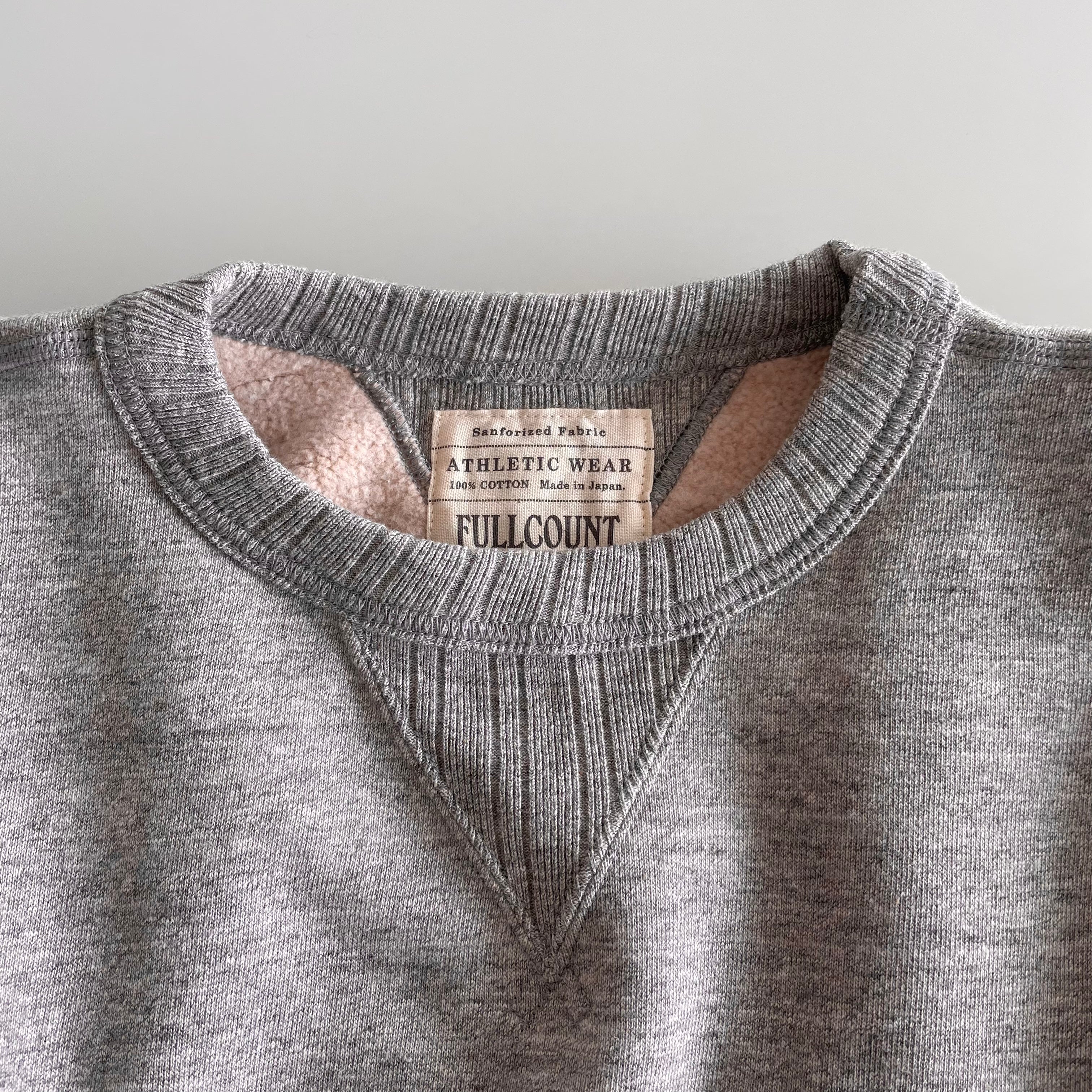 Sweat-shirt en coton Tsuriami Loopwheel Mother à manches montées en double V en gris chiné 