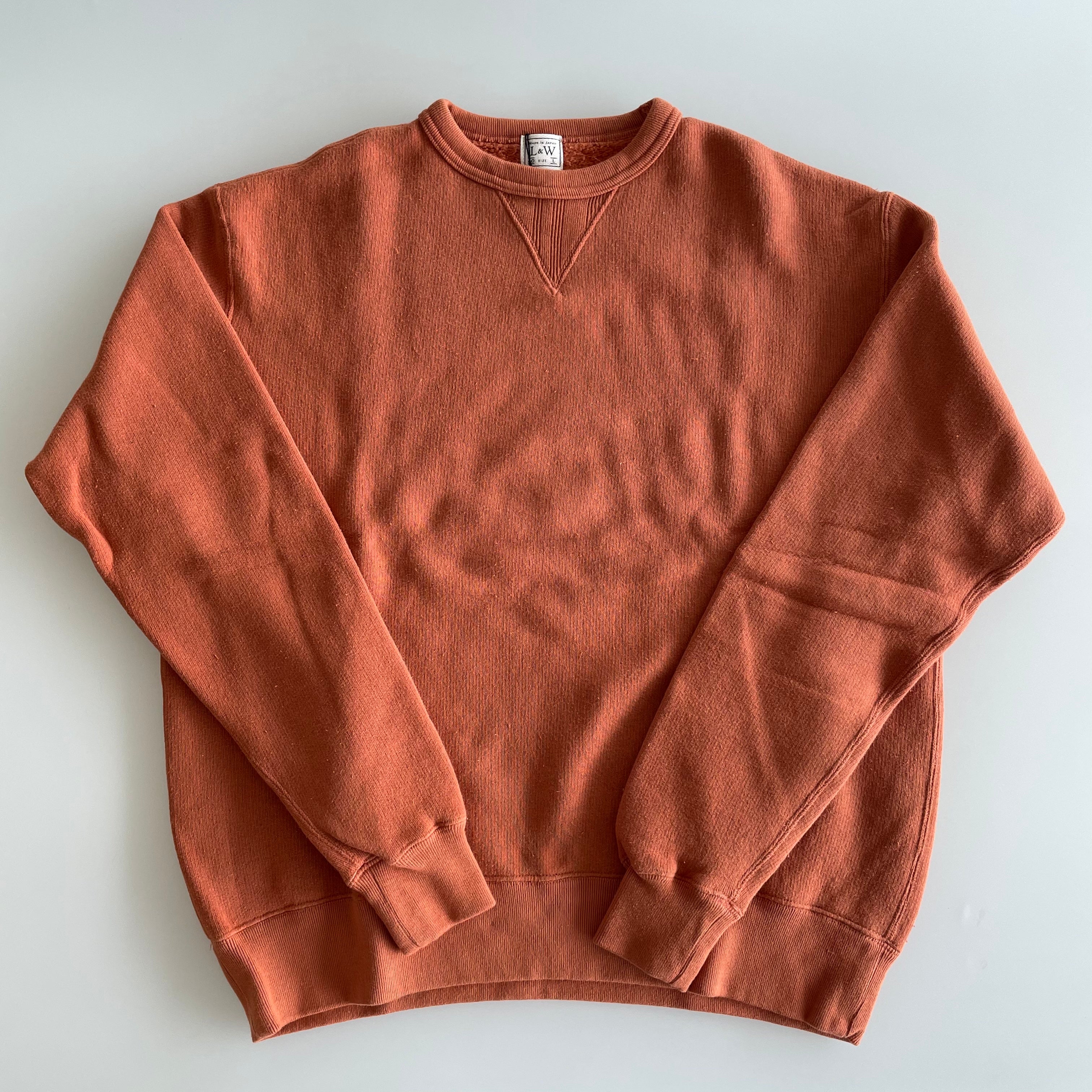 Tompkin's Knit V-Gusset Crewneck Sweatshirt in Orange Brown - Tempo