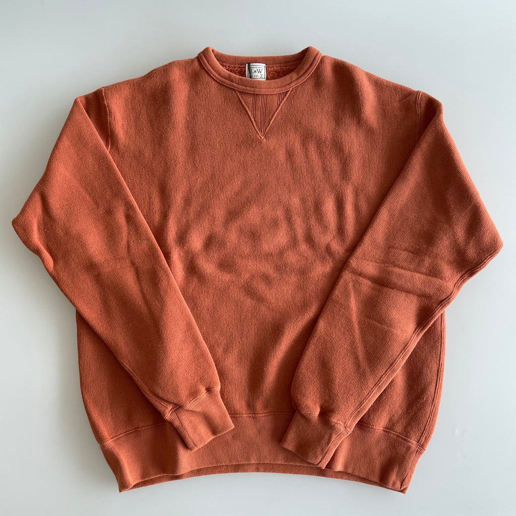 Tompkin's Knit V-Gusset Crewneck Sweatshirt in Orange Brown