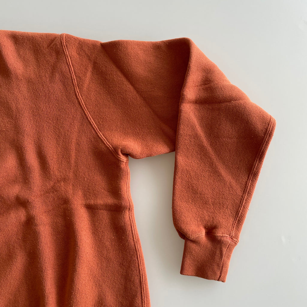 Tompkin's Knit V-Gusset Crewneck Sweatshirt in Orange Brown - Tempo