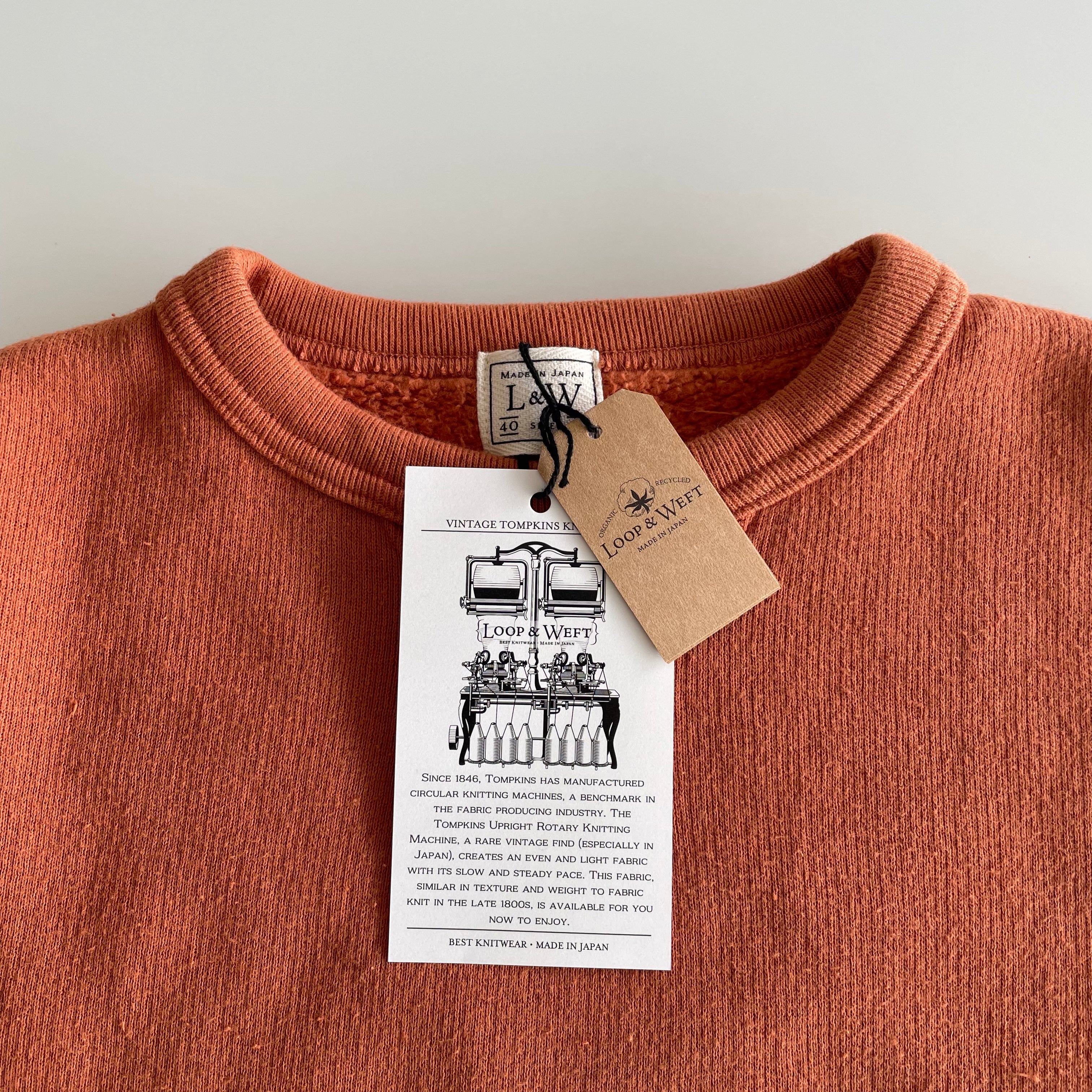 Tompkin's Knit V-Gusset Crewneck Sweatshirt in Orange Brown