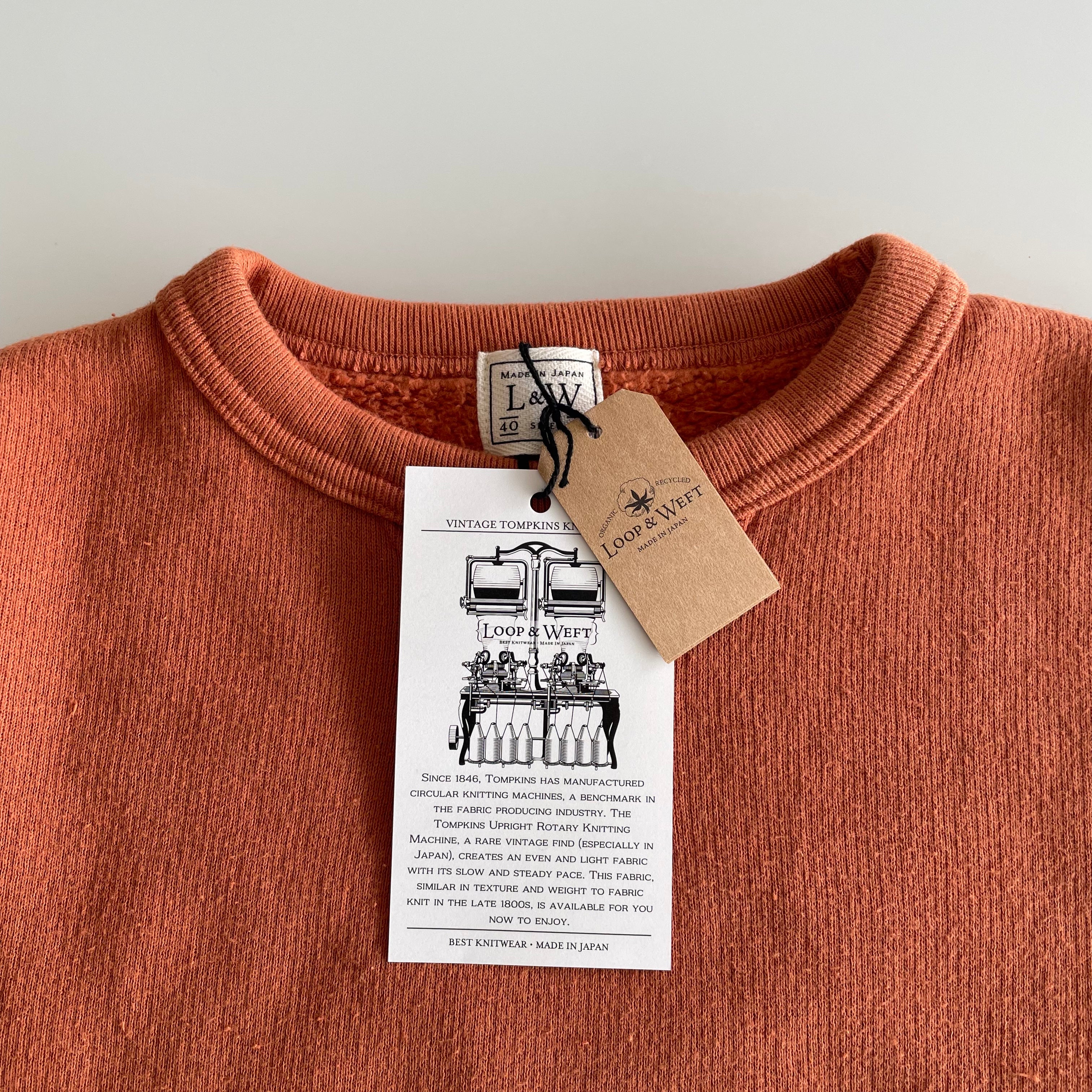 Tompkin's Knit V-Gusset Crewneck Sweatshirt in Orange Brown - Tempo