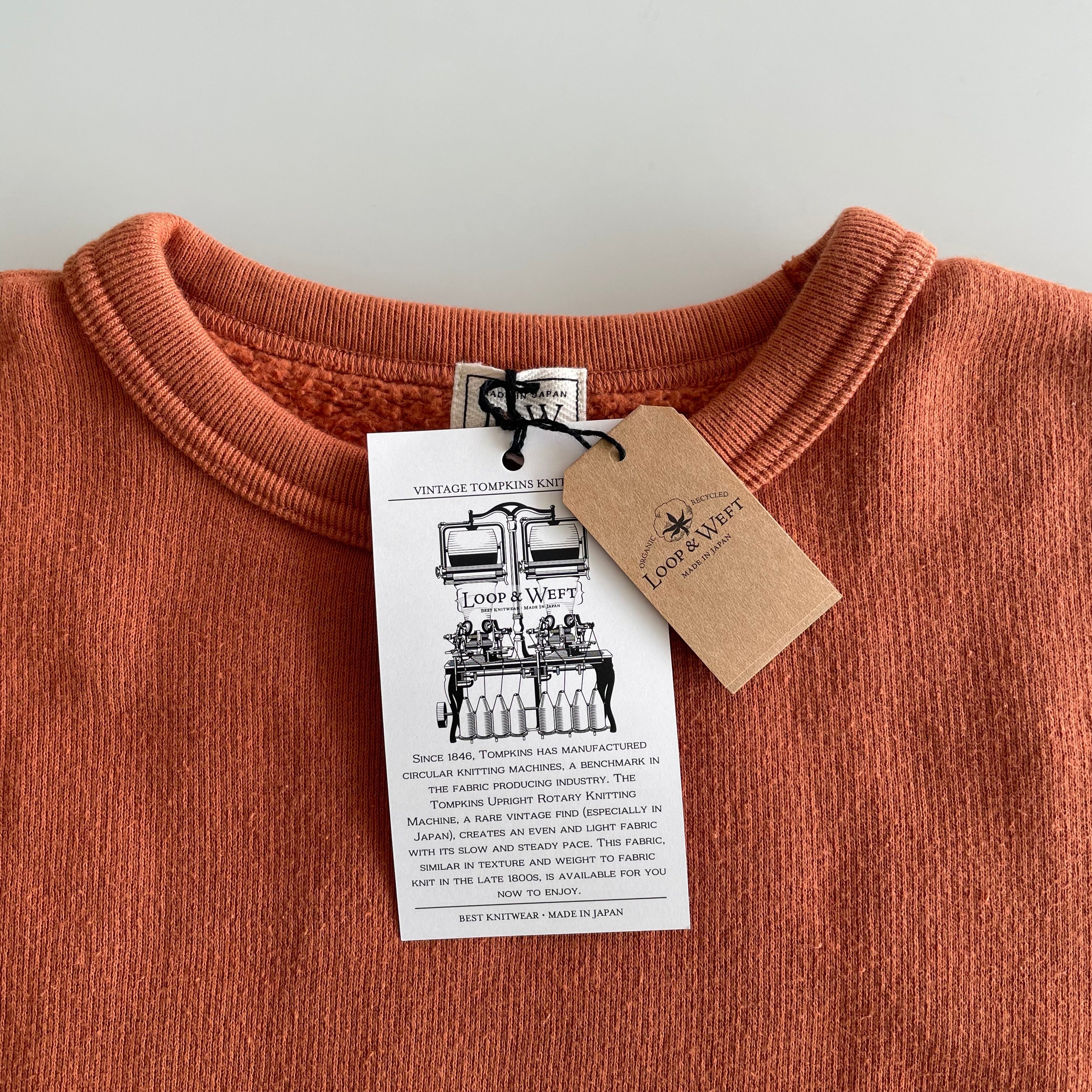 Tompkin's Knit Crew Neck Sweatshirt in Orange Brown - Tempo