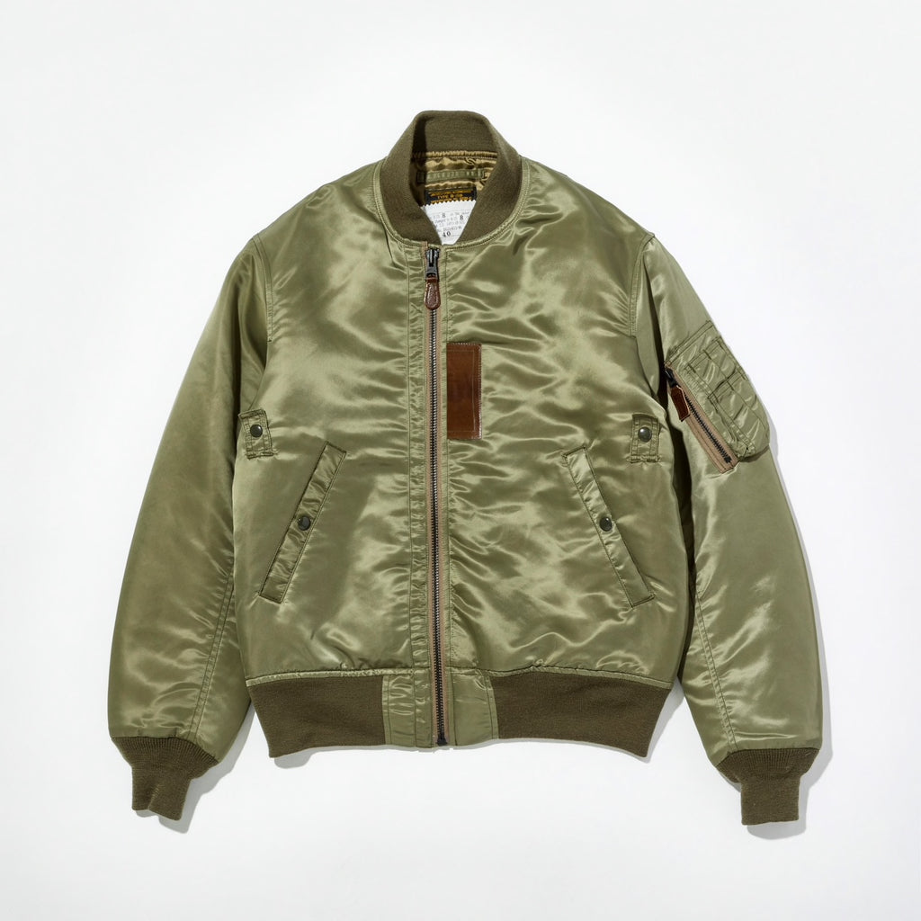 B-15B (MOD) - Thin Down Flight Jacket in Khaki Green - Tempo